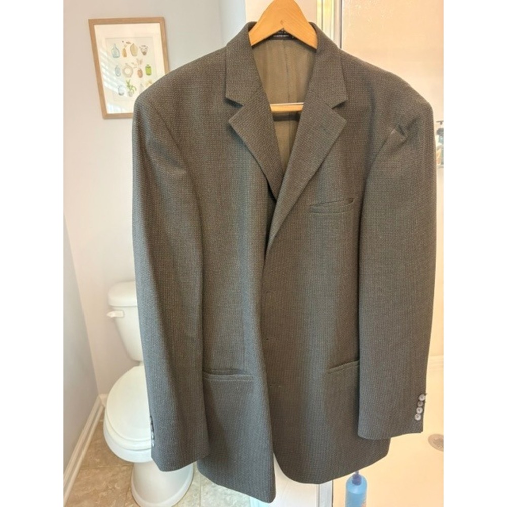Geoffrey Beene Men's 43L Gray 100% Wool Sport Coat Blazer 4 Button Textured Long